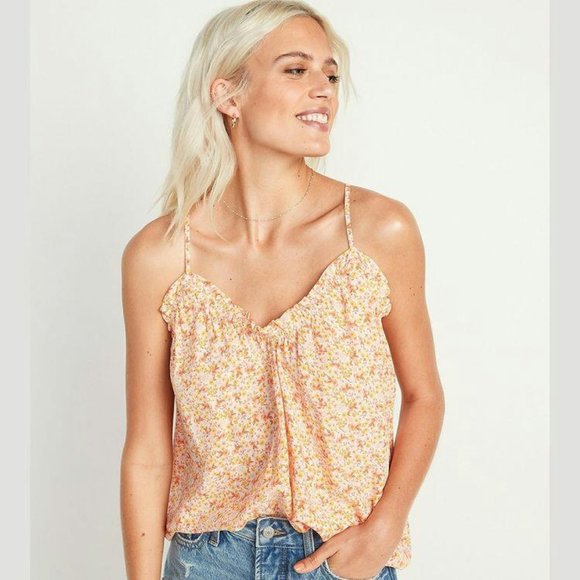 NWT Old Navy Orange Floral Swing Tank Cami - Picture 1 of 2